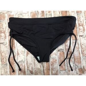 NIKE SZ 10 BIKINI BOTTOM WITH DRAWSTRINGS BLACK & GREEN ATHLETIC BEACH RUN